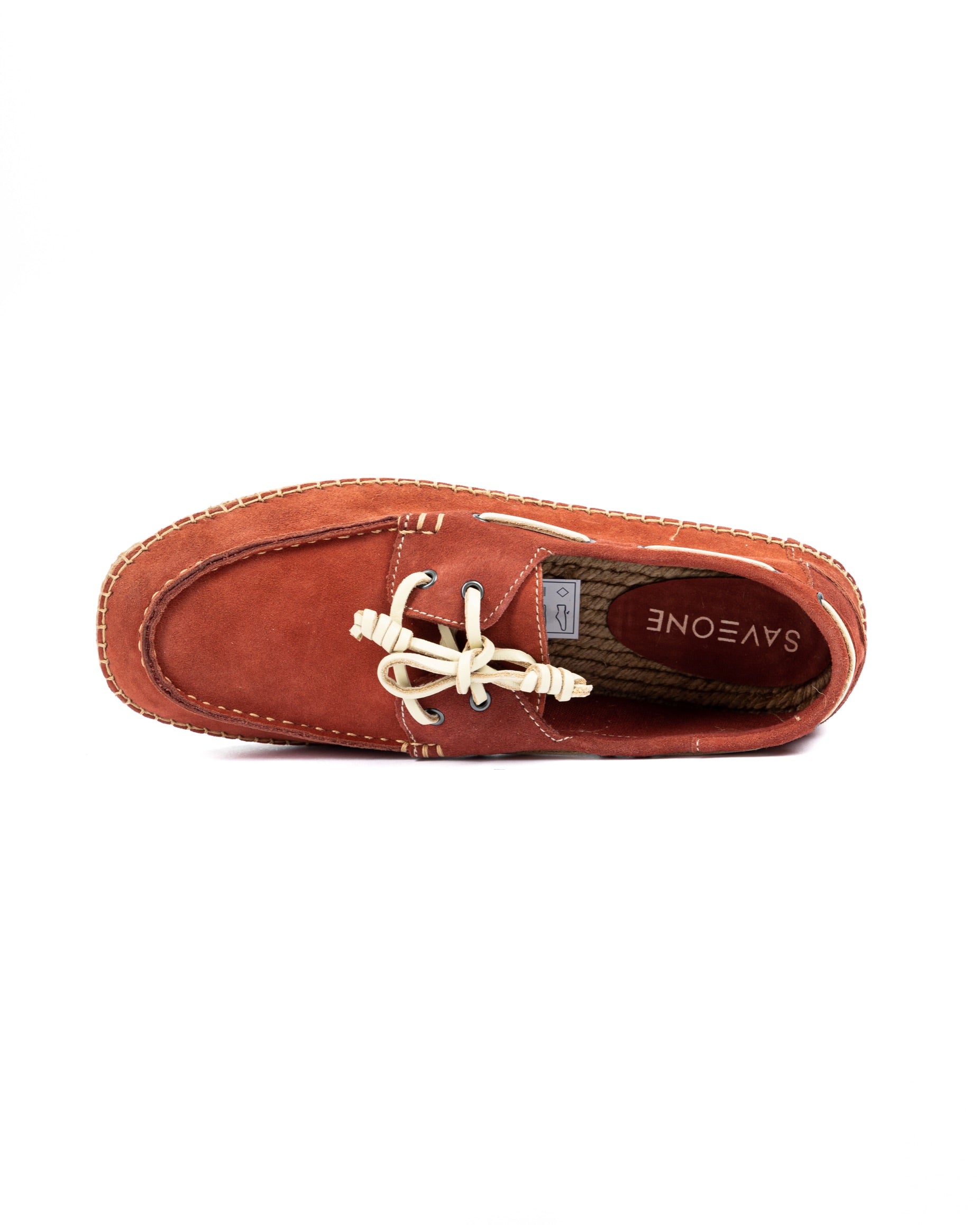 Pompeii - burgundy suede boat with rope bottom