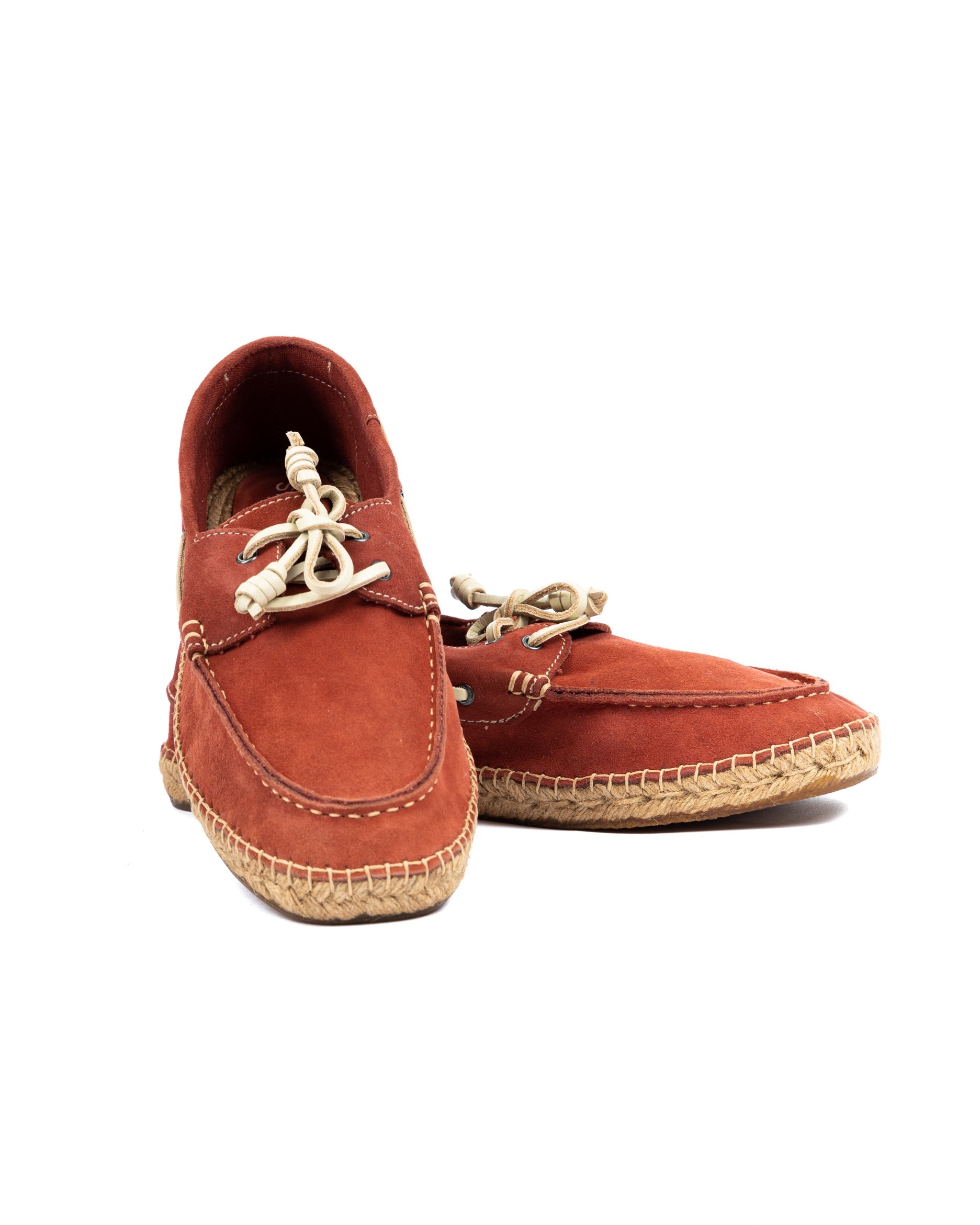 Pompeii - burgundy suede boat with rope bottom