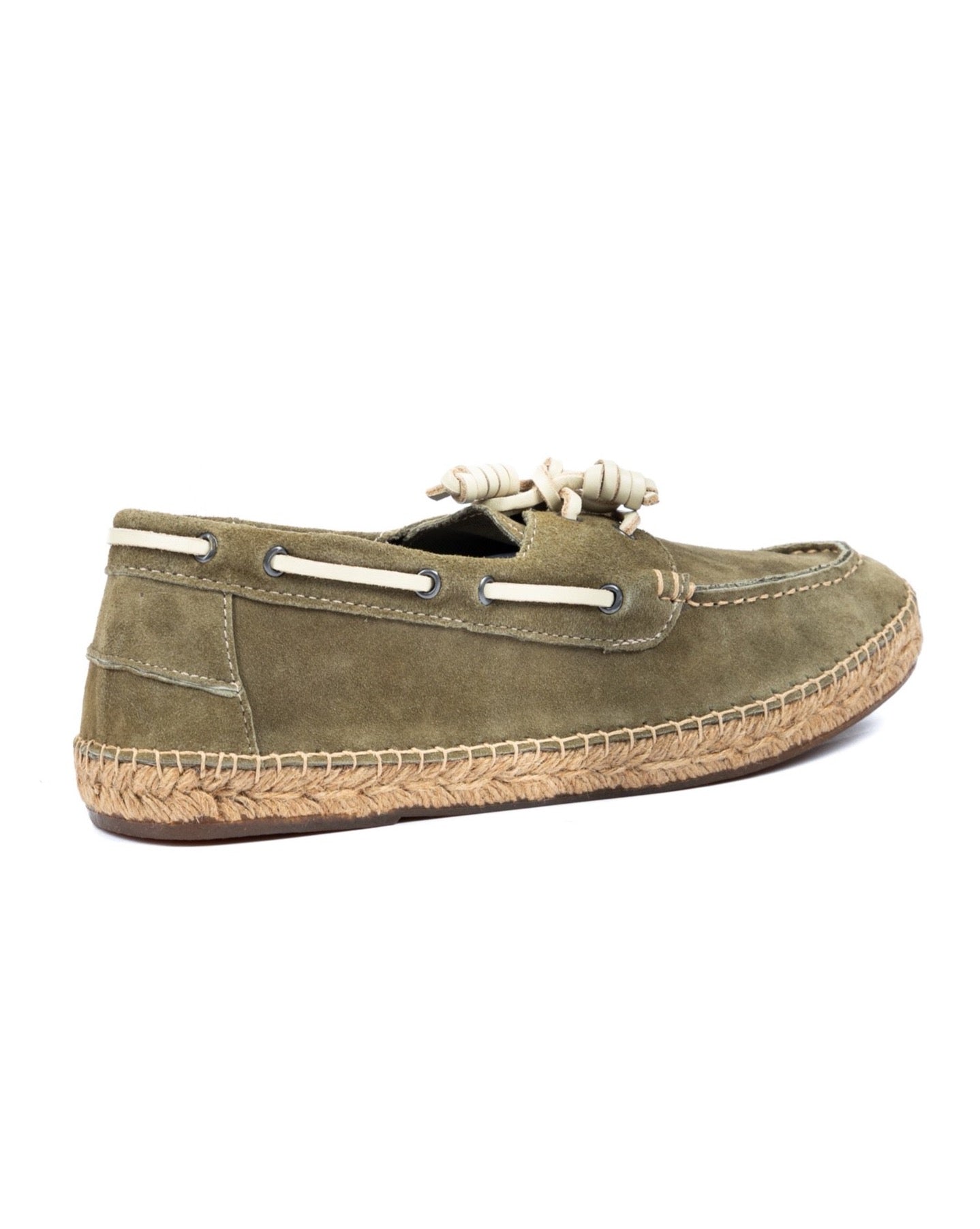 Pompeii - green suede boat with rope bottom