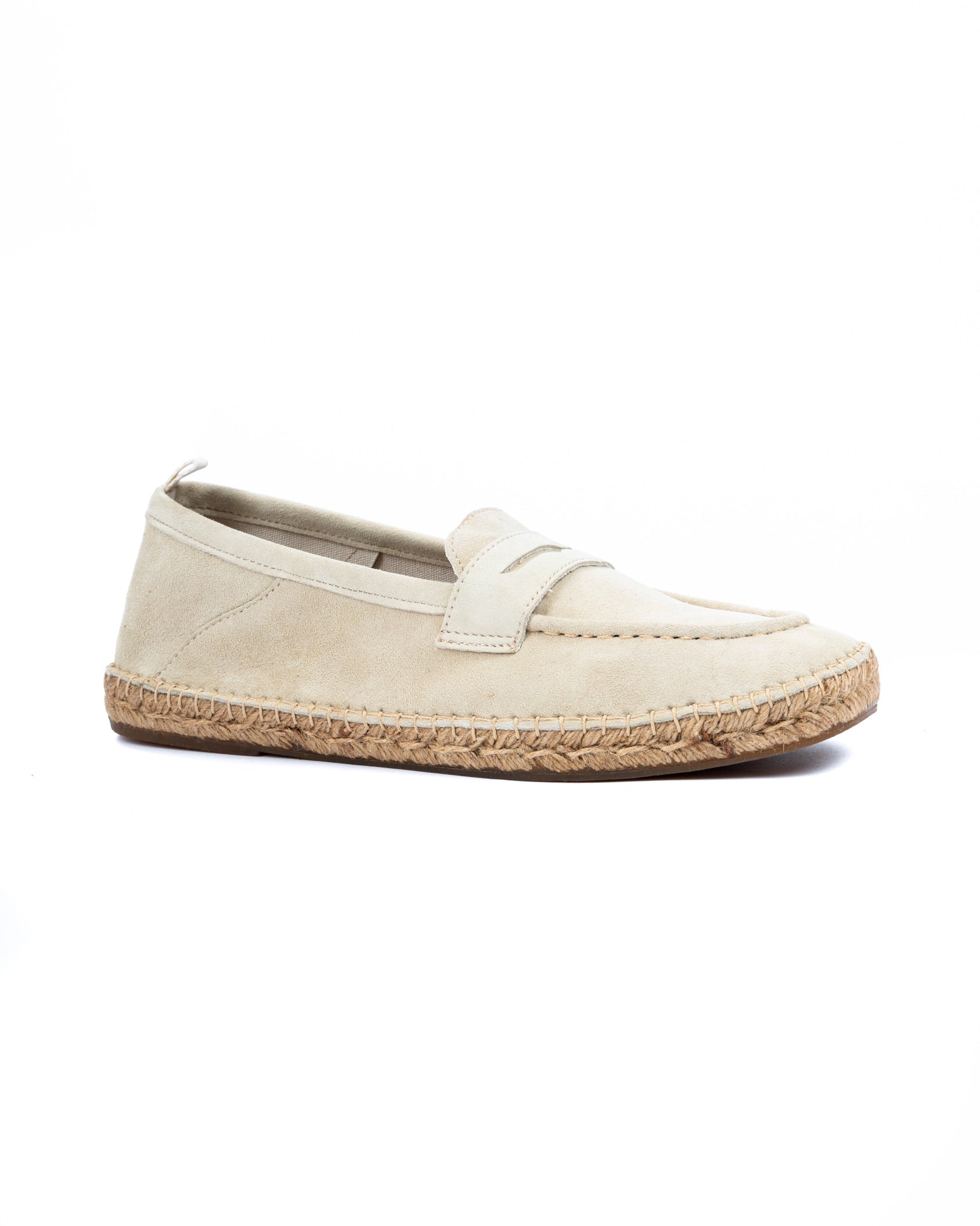 Roma - cream suede moccasin with rope sole