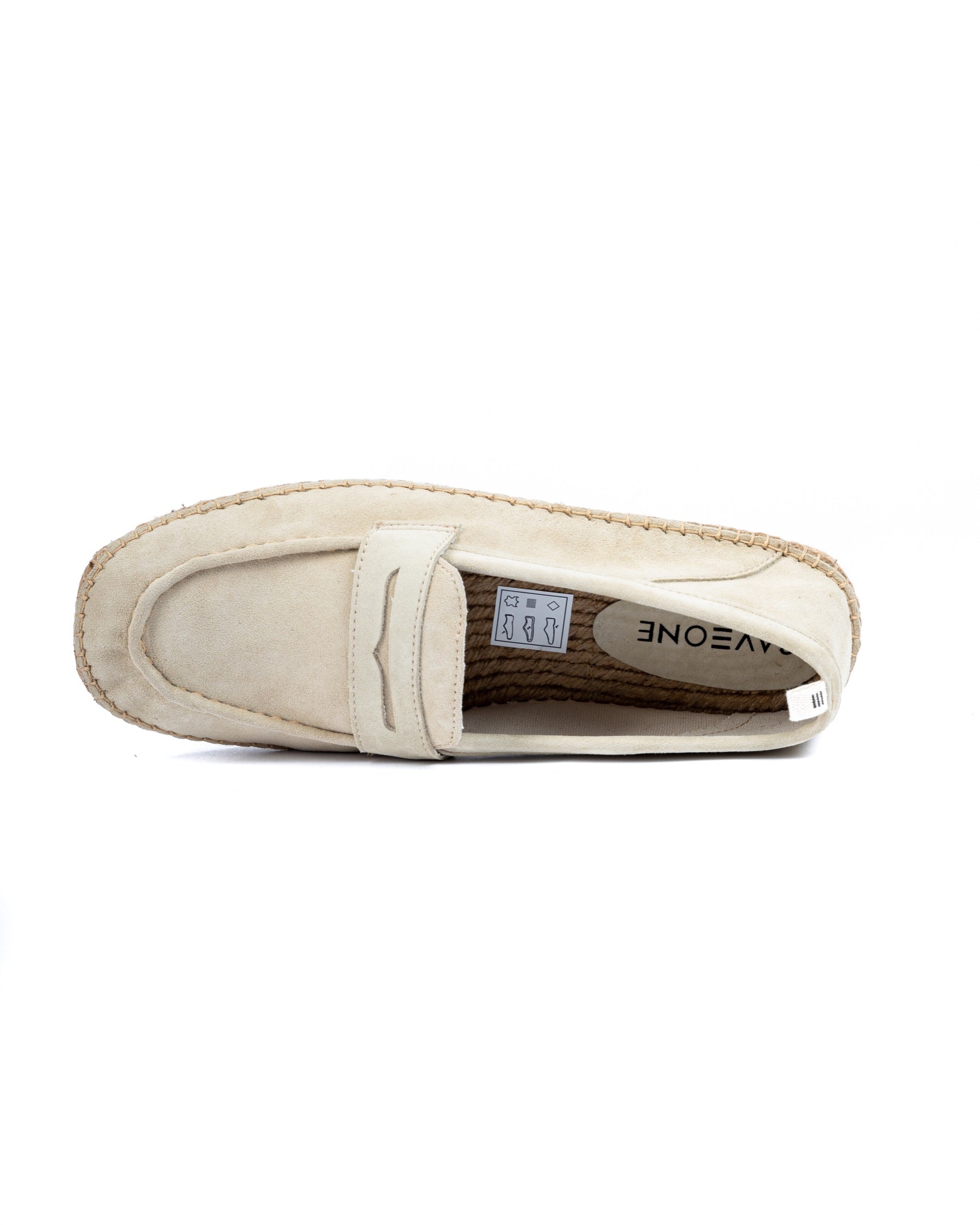 Roma - cream suede moccasin with rope sole