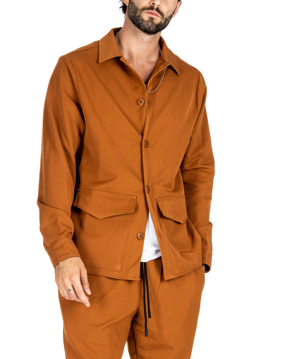 WILLIAM - CHEMISE CAMEL A GRANDES POCHES
