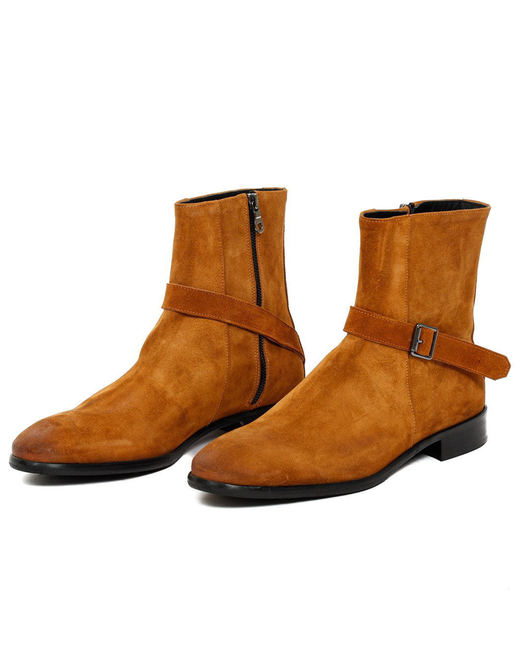 Neil - camel suede ankle boot with strap