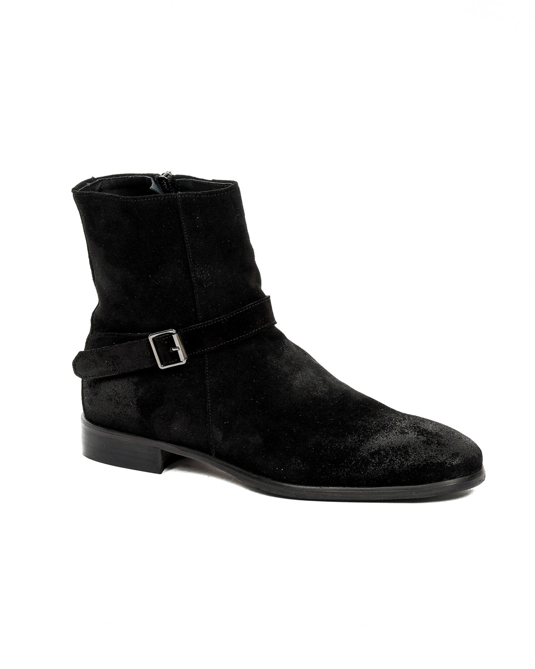Neil - black suede ankle boot with strap