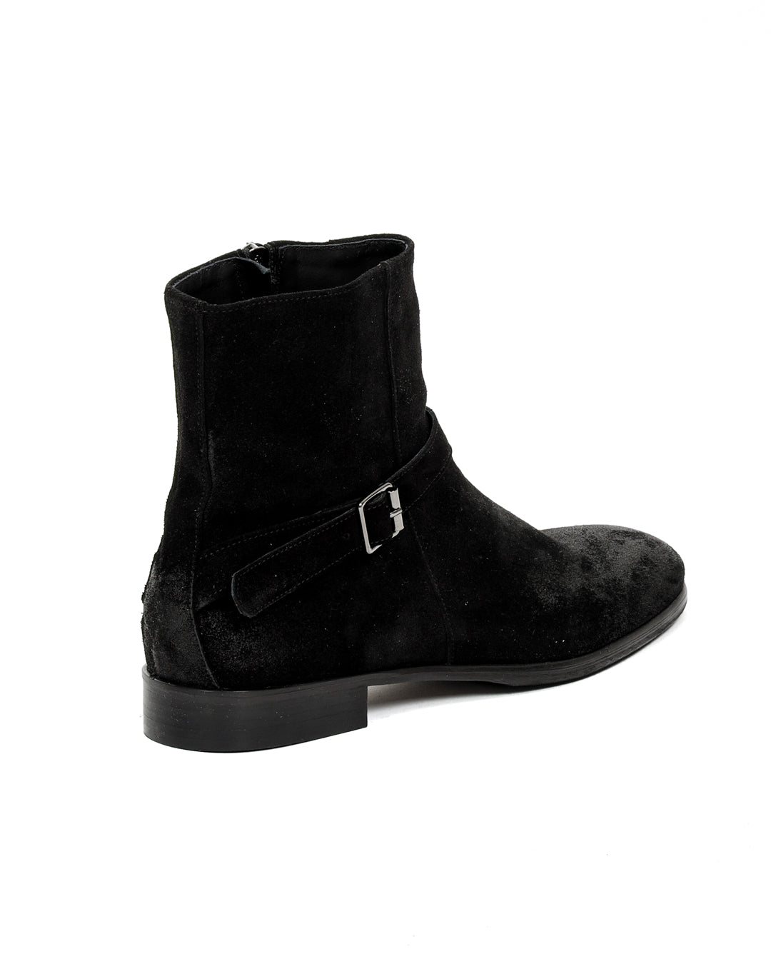 Neil - black suede ankle boot with strap