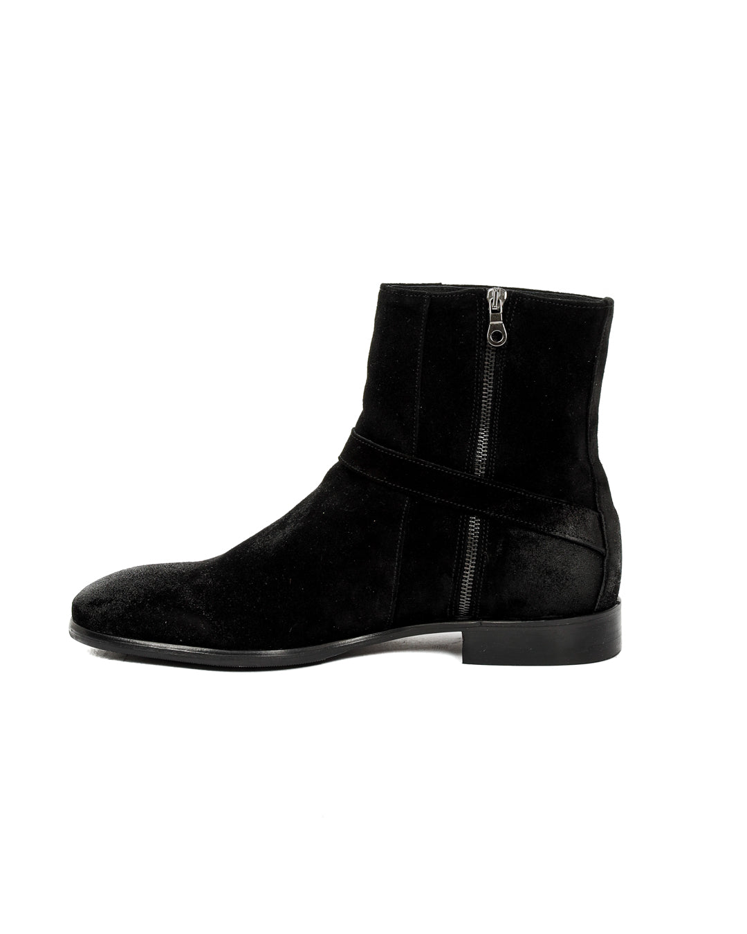 Neil - black suede ankle boot with strap