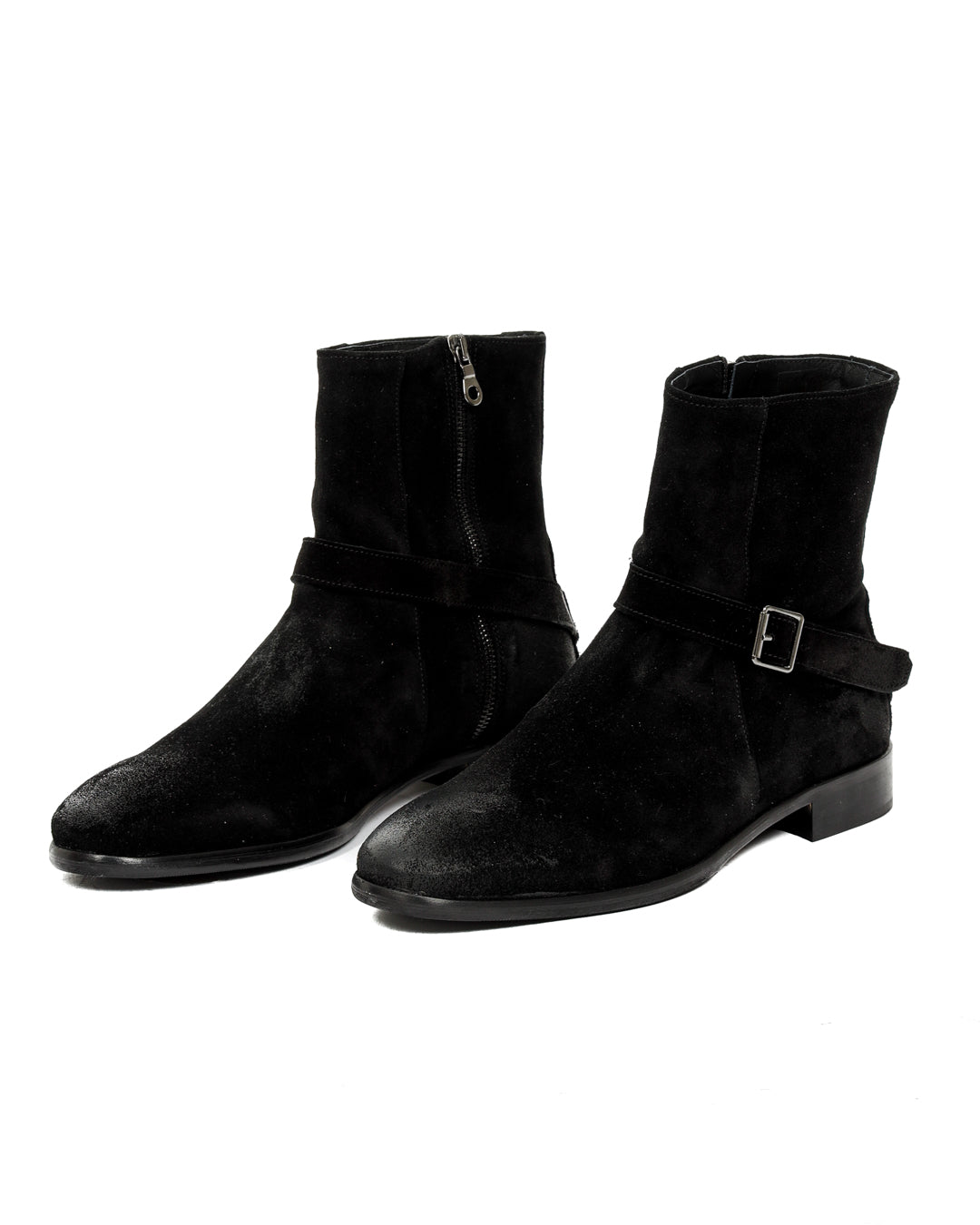 Neil - black suede ankle boot with strap