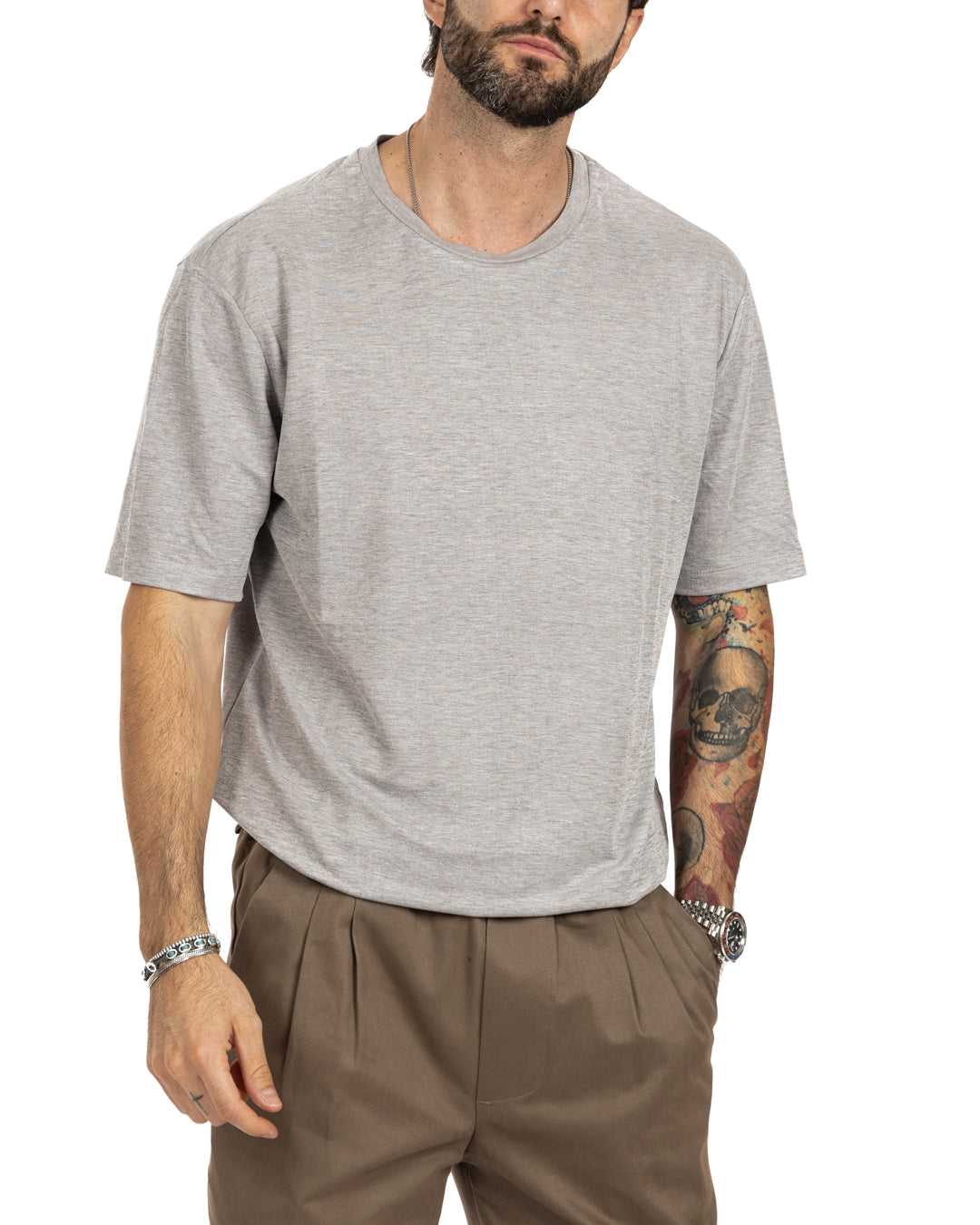 Tee - t-shirt texturé basique gris