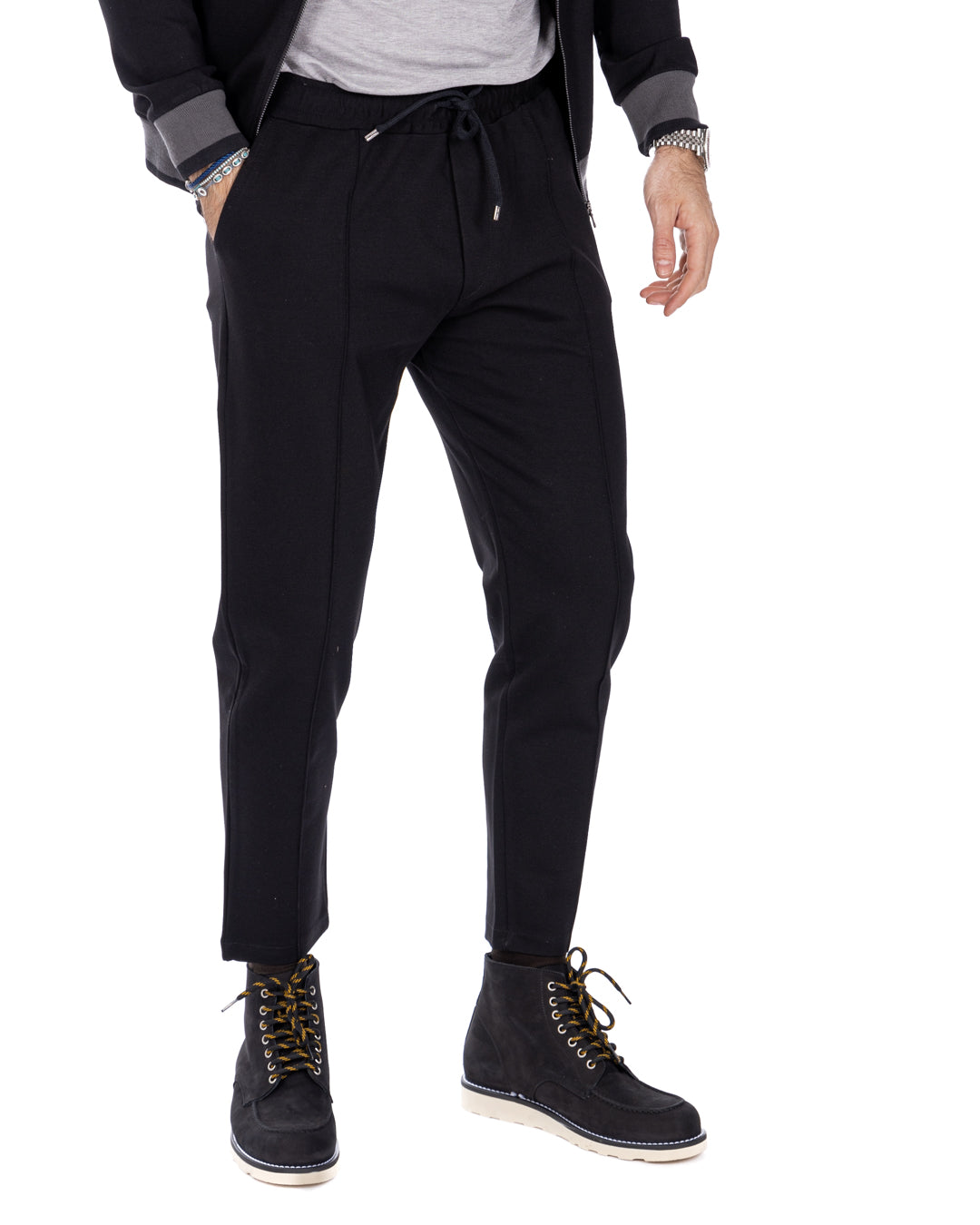 Explorer - black milano stitch tracksuit trousers