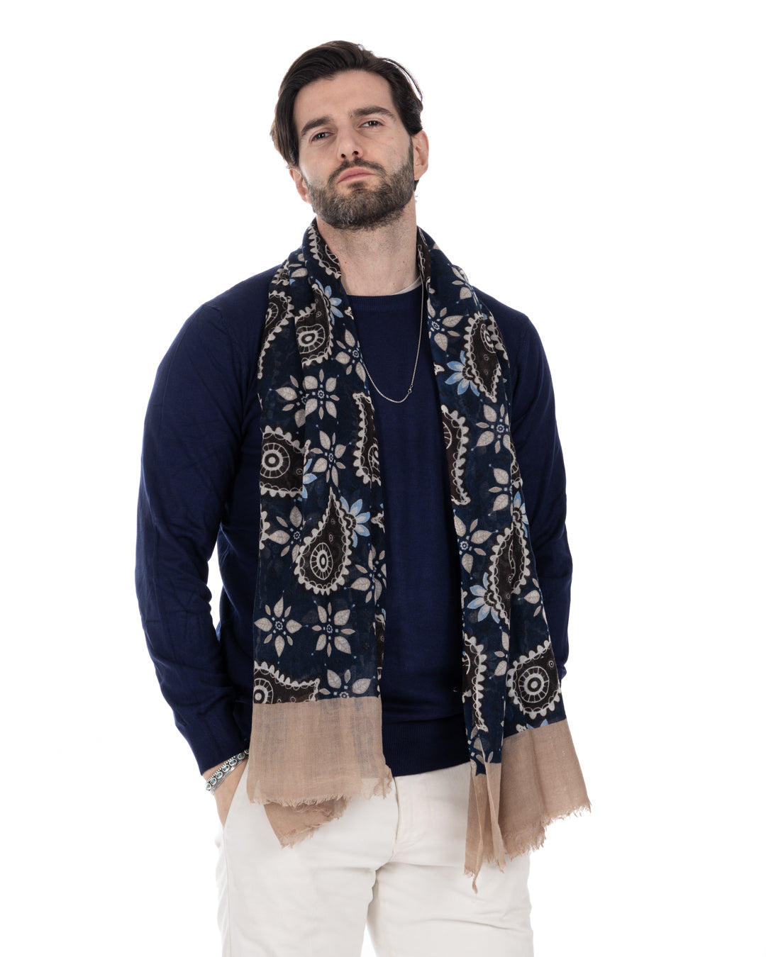Tanger - écharpe bleue en laine