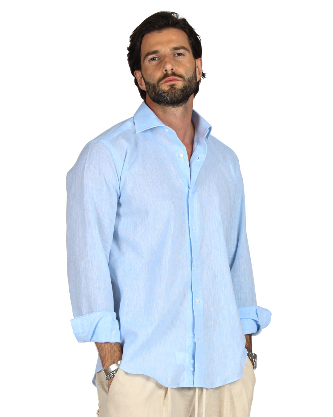 Praiano - Classic light blue linen shirt