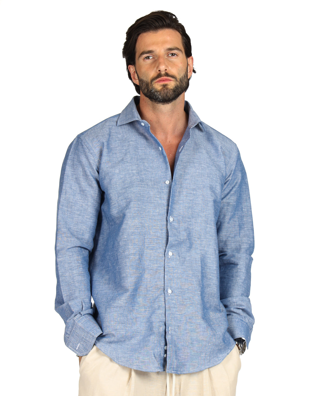 Praiano - Classic linen denim shirt