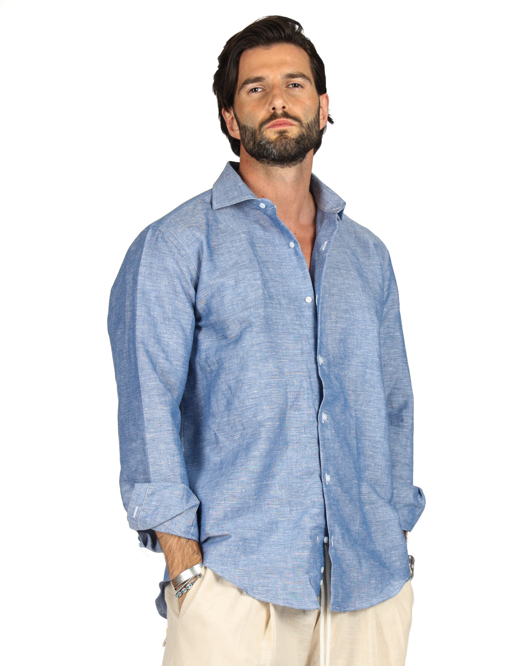 Praiano - Classic linen denim shirt