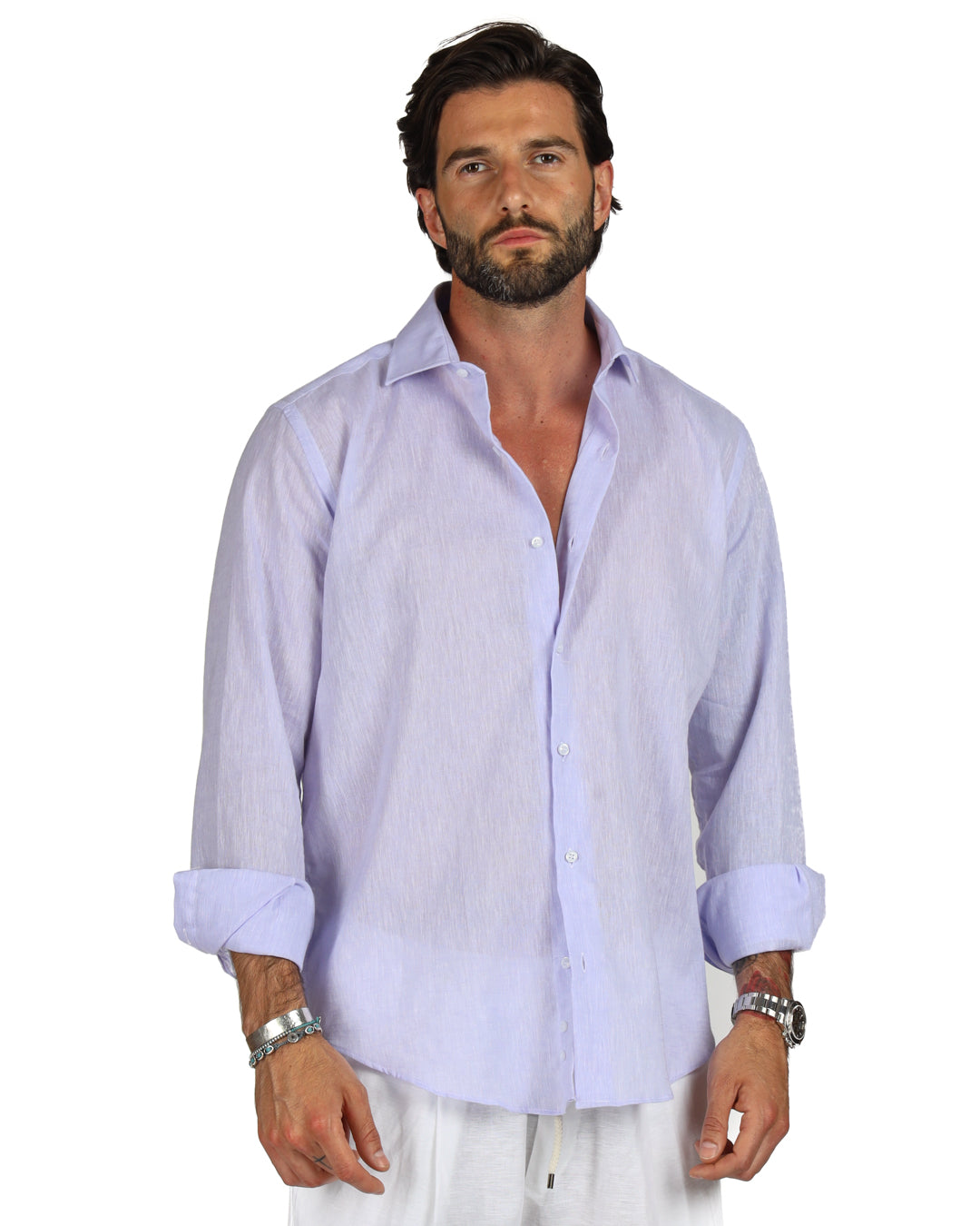 Praiano - Classic lilac linen shirt
